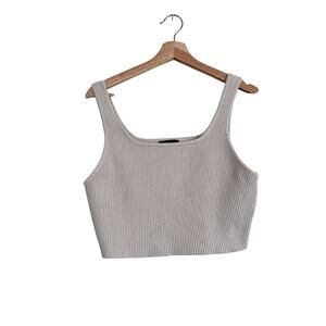 House of Harlow Ribbed Cropped Top - Tan, Size Large